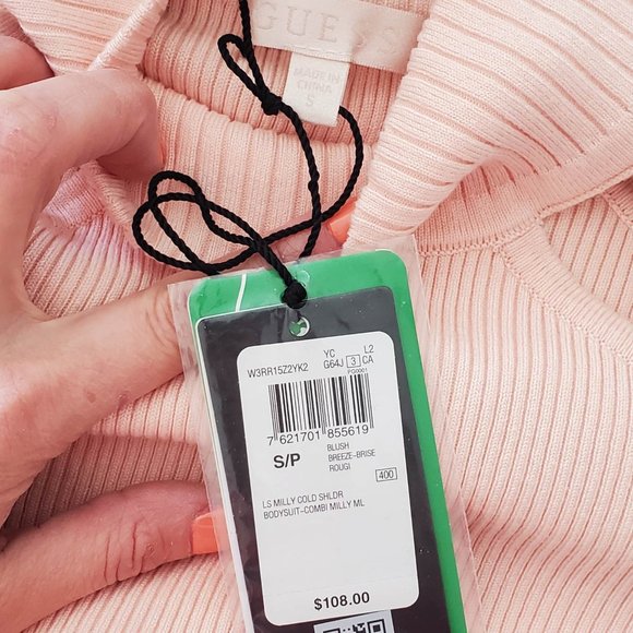 Guess Ribbed Pink Bodysuit - Picture 4 of 4